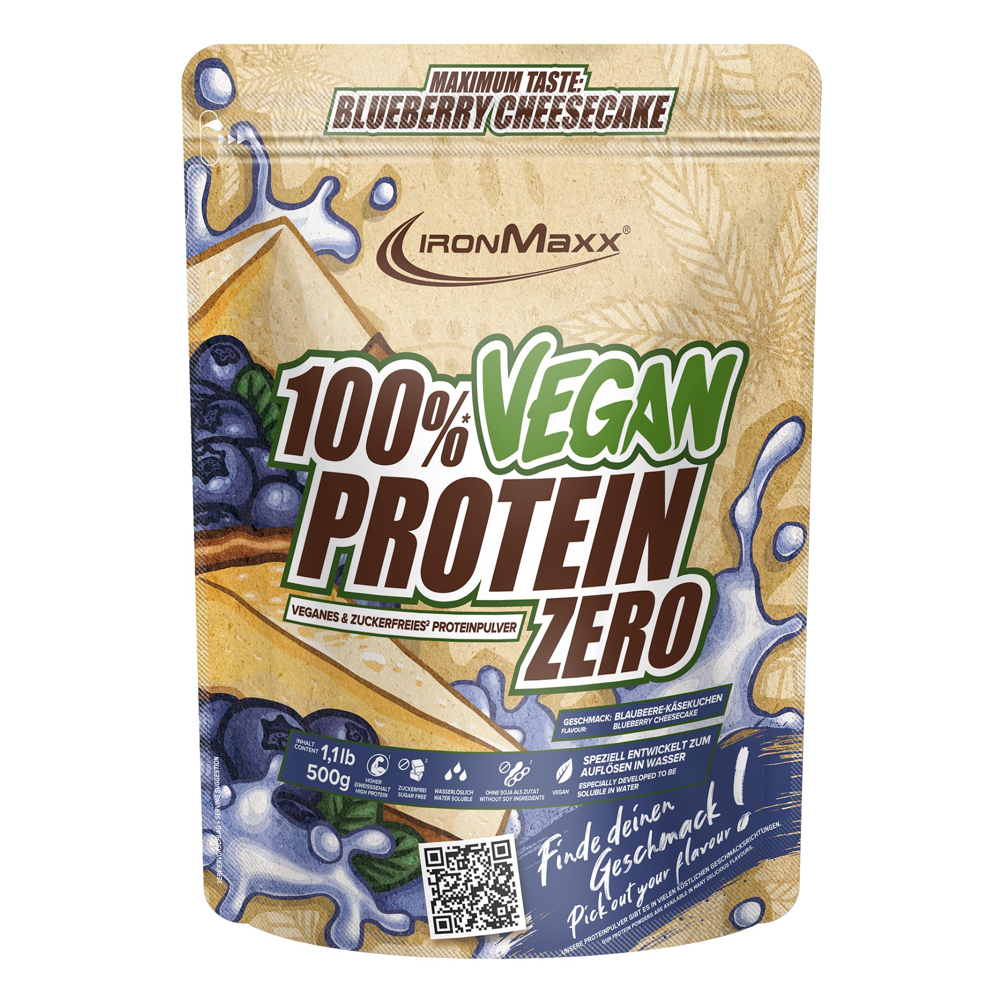 100% Vegan Protein Zero - Blueberry Cheesecake (500g)