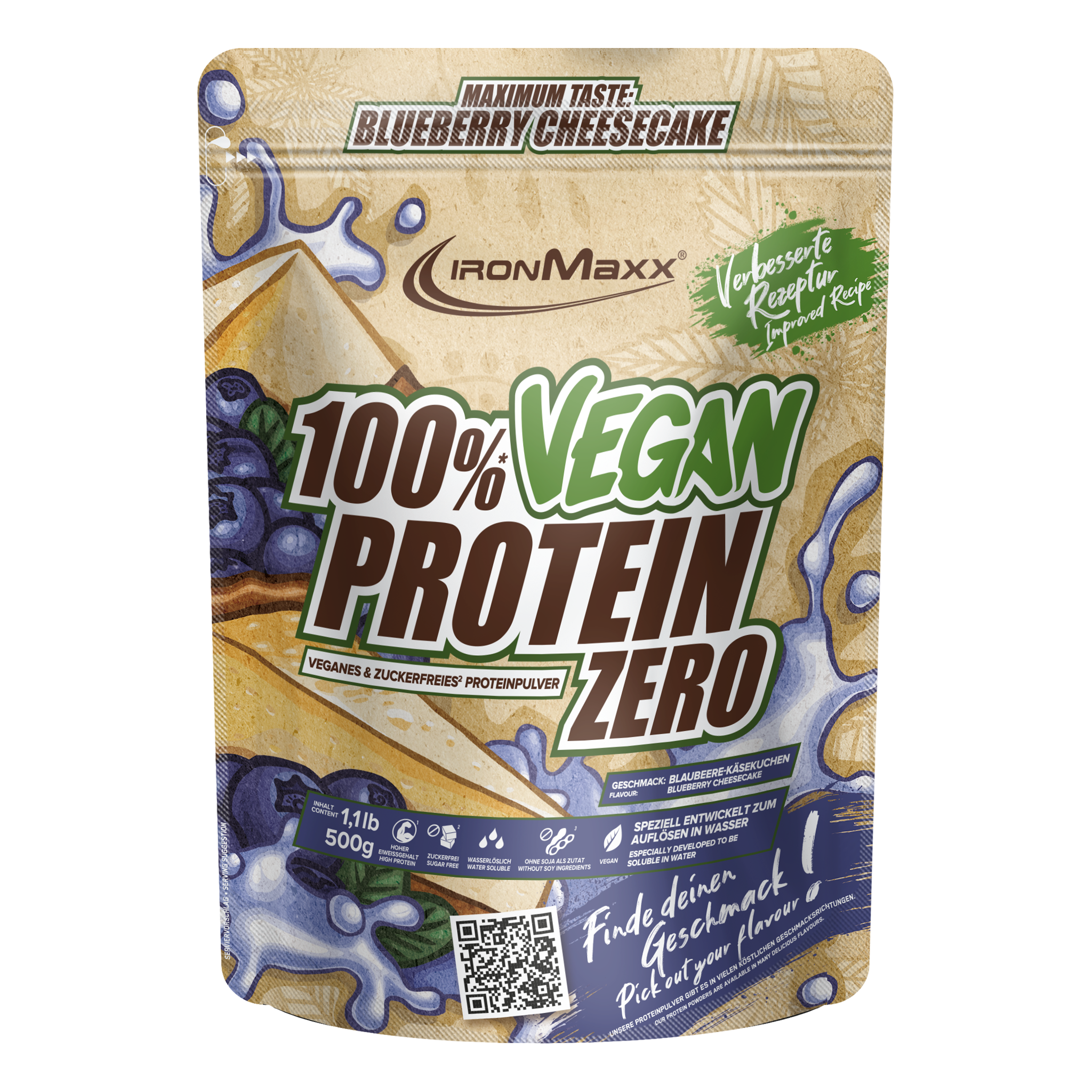 100% Vegan Protein Zero (500g) - Blueberry Cheesecake