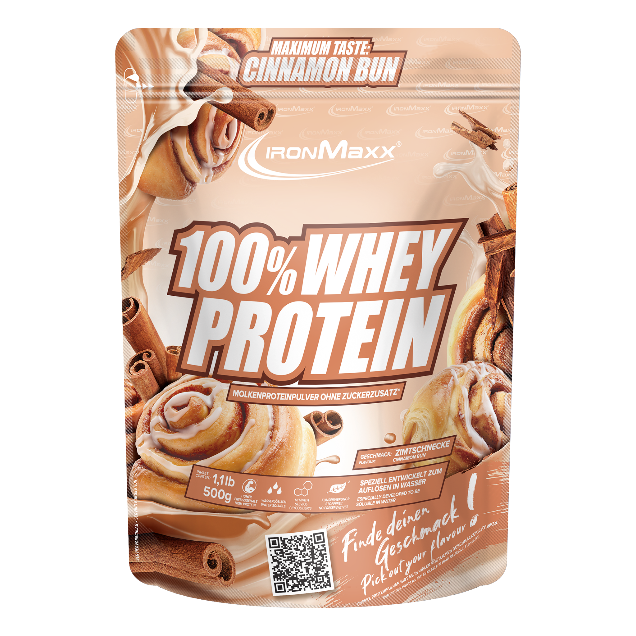 100% Whey Protein - 500g bag - Cinnamon Bun