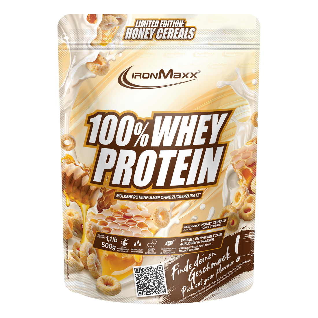 100% Whey Protein - 500g bag - Honey Cereal