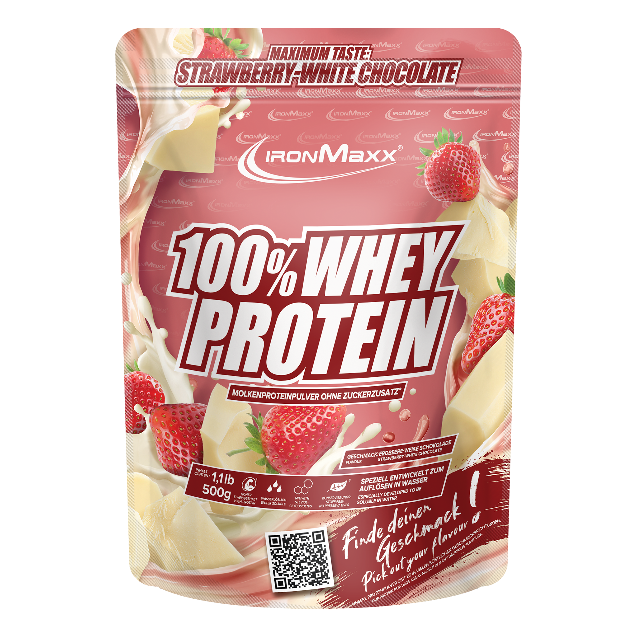 100% Whey Protein (500g) - Weiße Schokolade-Erdbeere