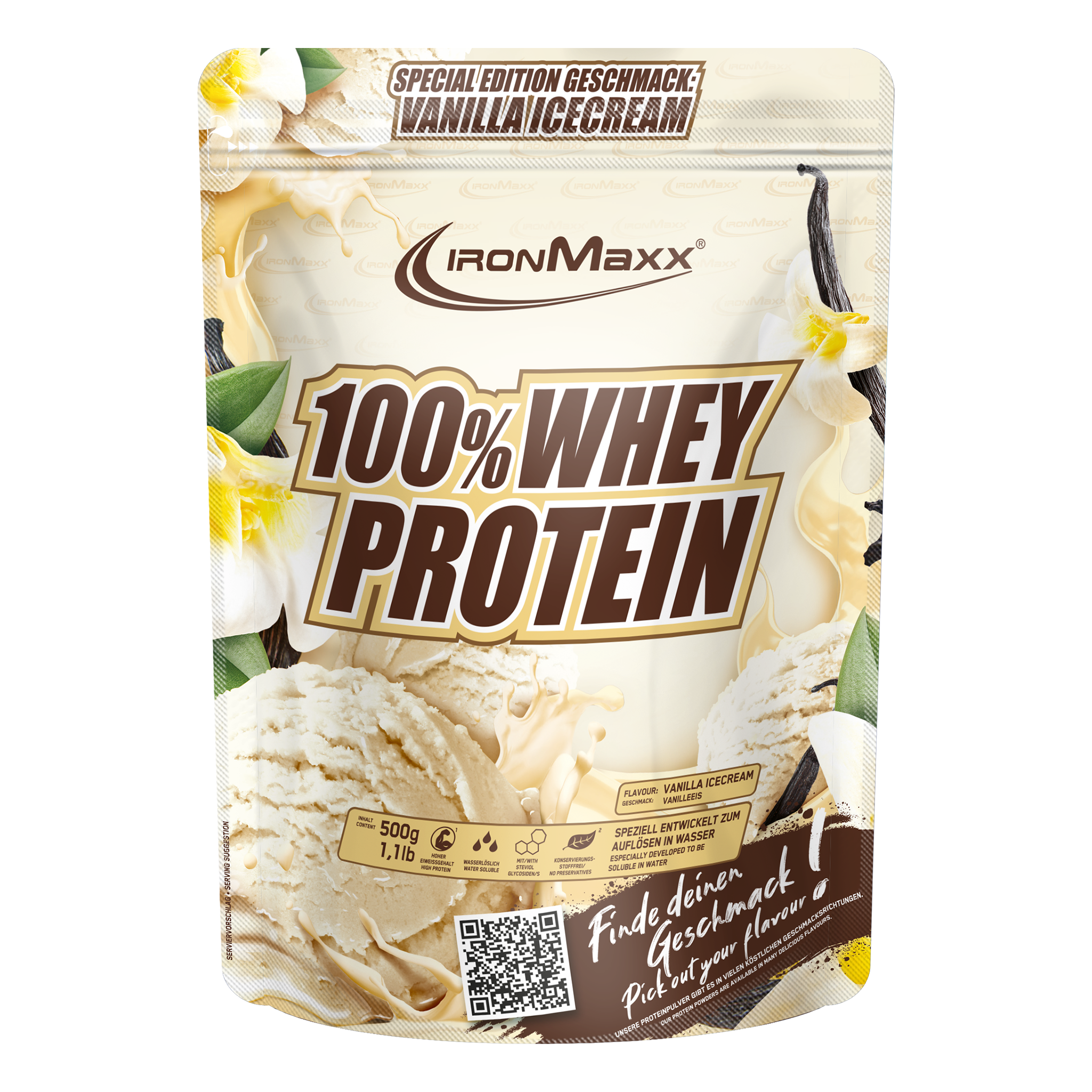 100% Whey Protein - 500g Beutel - Vanilla-Ice-Cream