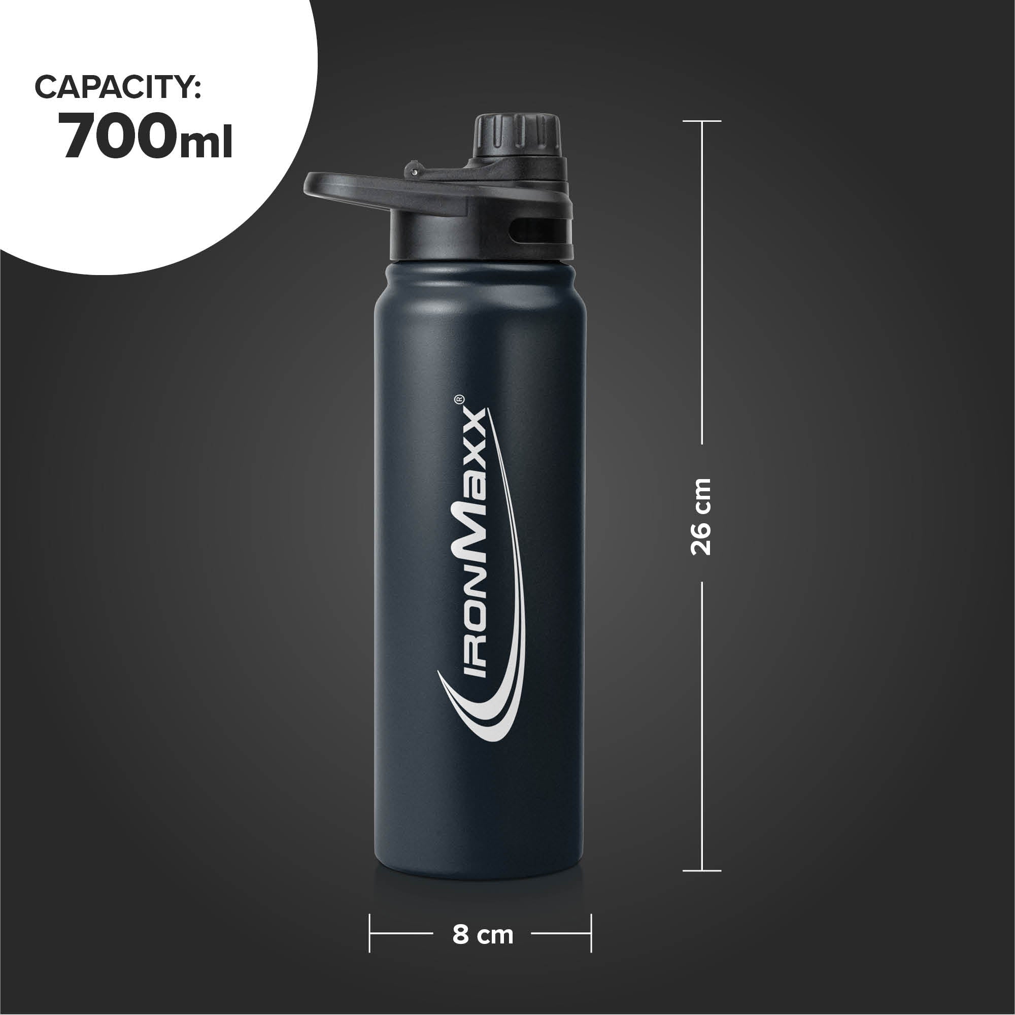 Hot & Cold Bottle - Insulated Steel 800ml - Deep Black