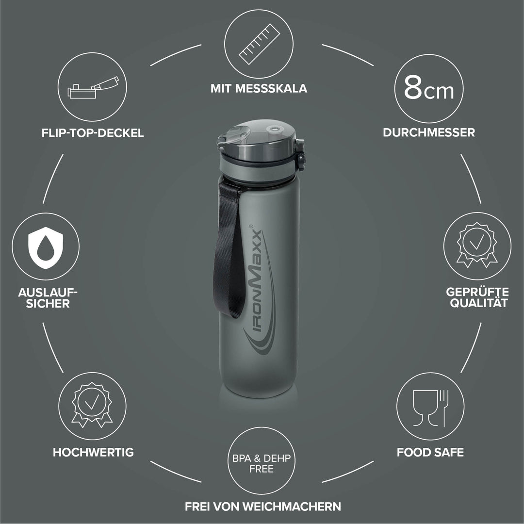 Sport Water Bottle (1000ml) - Ash Grey