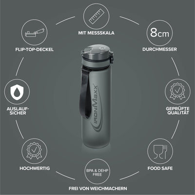 Sport Water Bottle (1000ml) - Ash Grey