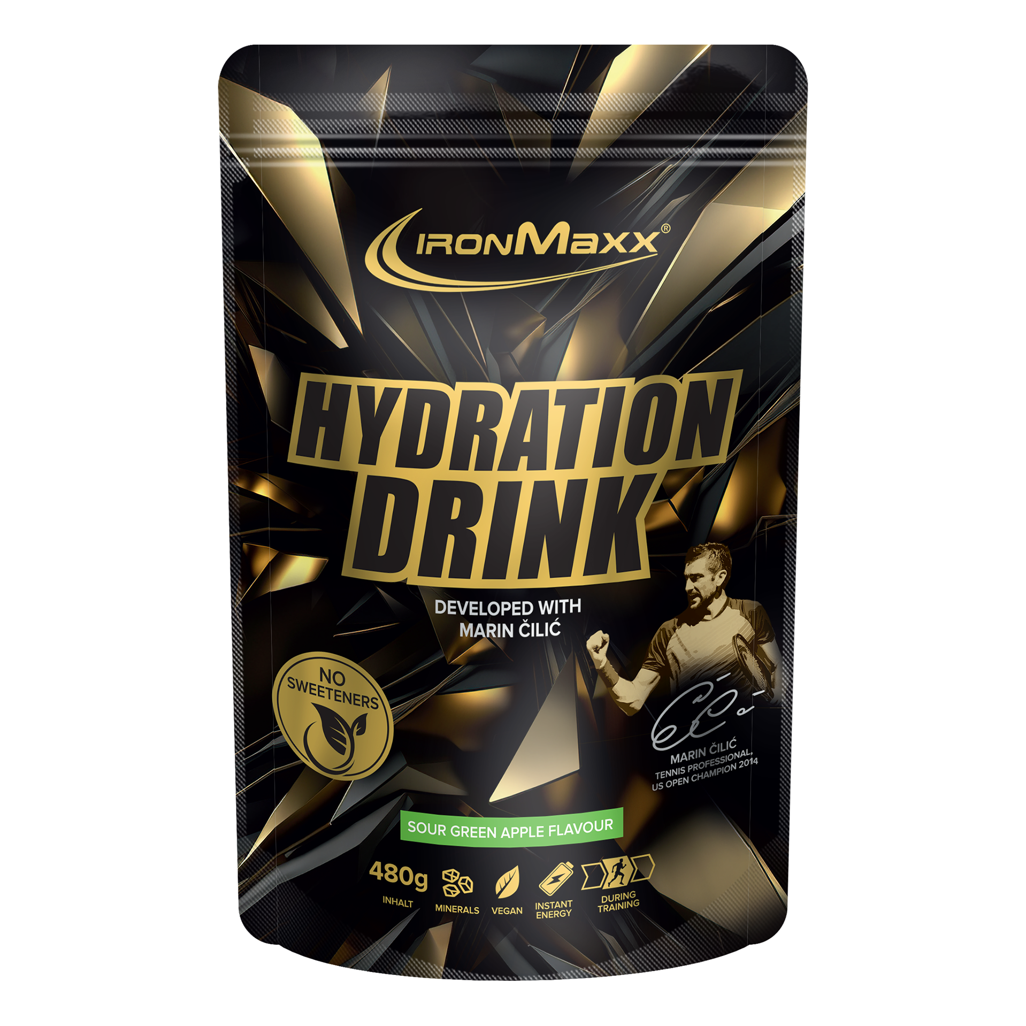 Hydration Drink Pulver - 480g Buetel – Sour Green Apple Flavour - Marin Čilić