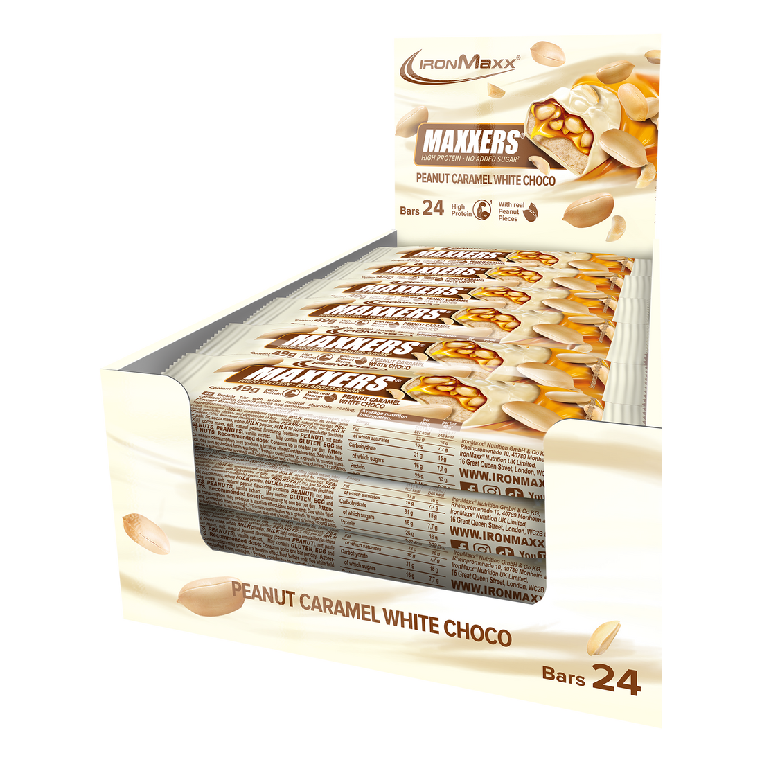 Maxxers - White Choc Peanut Caramel (24x49g tray)