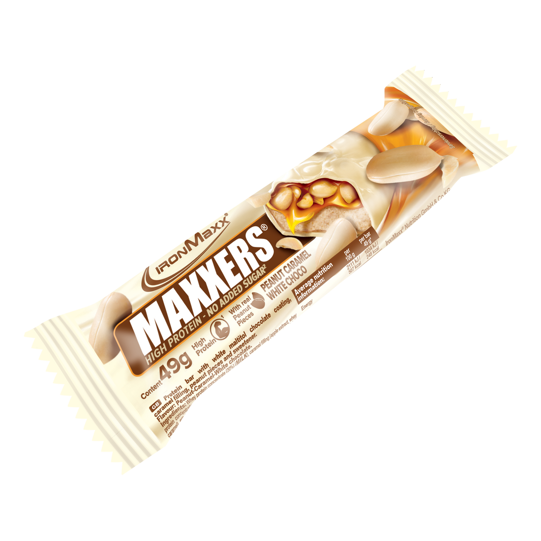 Maxxers - White Choc Peanut Caramel 49g