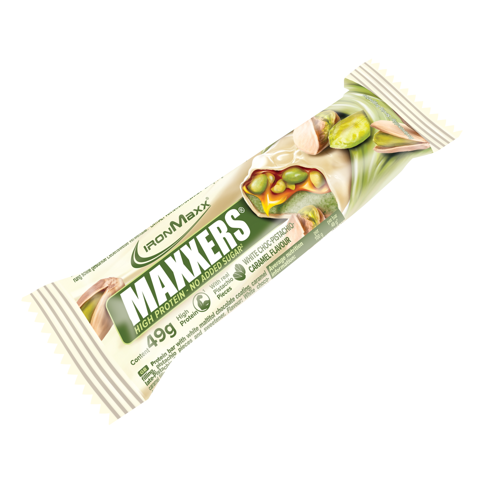Maxxers (49g) - White Choc Pistachio Caramel