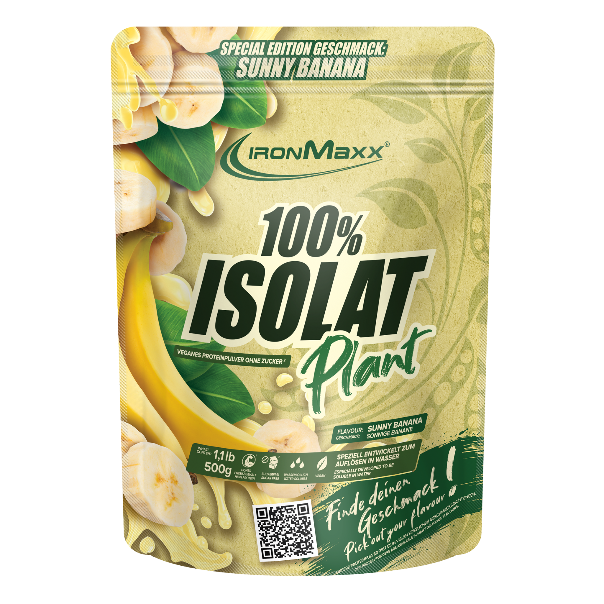 100% Isolat Plant 500g Beutel Sunny Banana