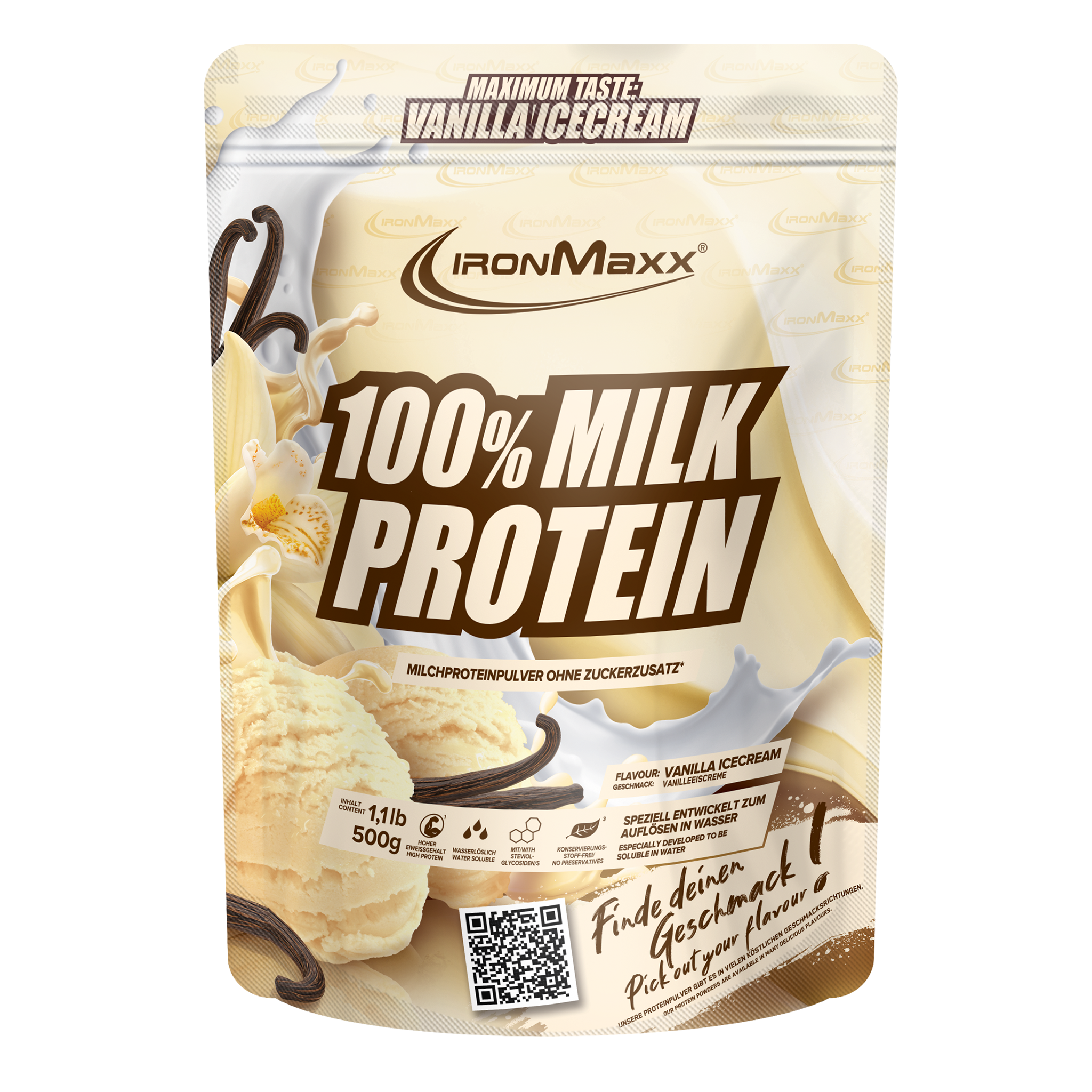 100% Milk-Protein 500g Beutel Vanilla Ice Cream