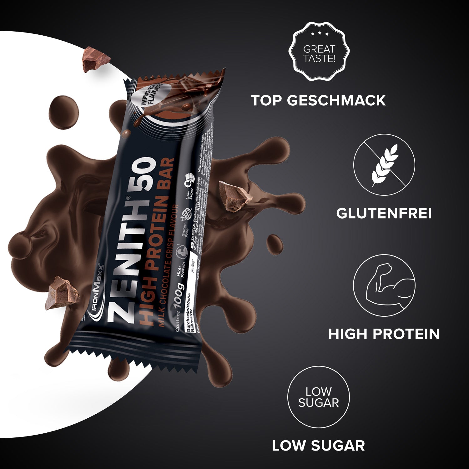 ZENITH® 50 Protein Riegel (12x100g) - Schokolade Crisp