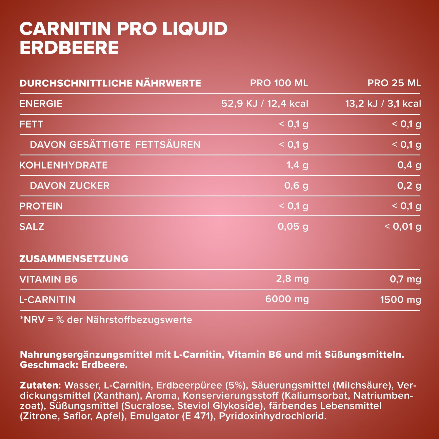 Carnitine Pro Liquid (1000ml) - Erdbeere