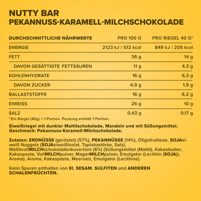 Nutty Bar (12x40g) - Pecan Caramel Milk Chocolate