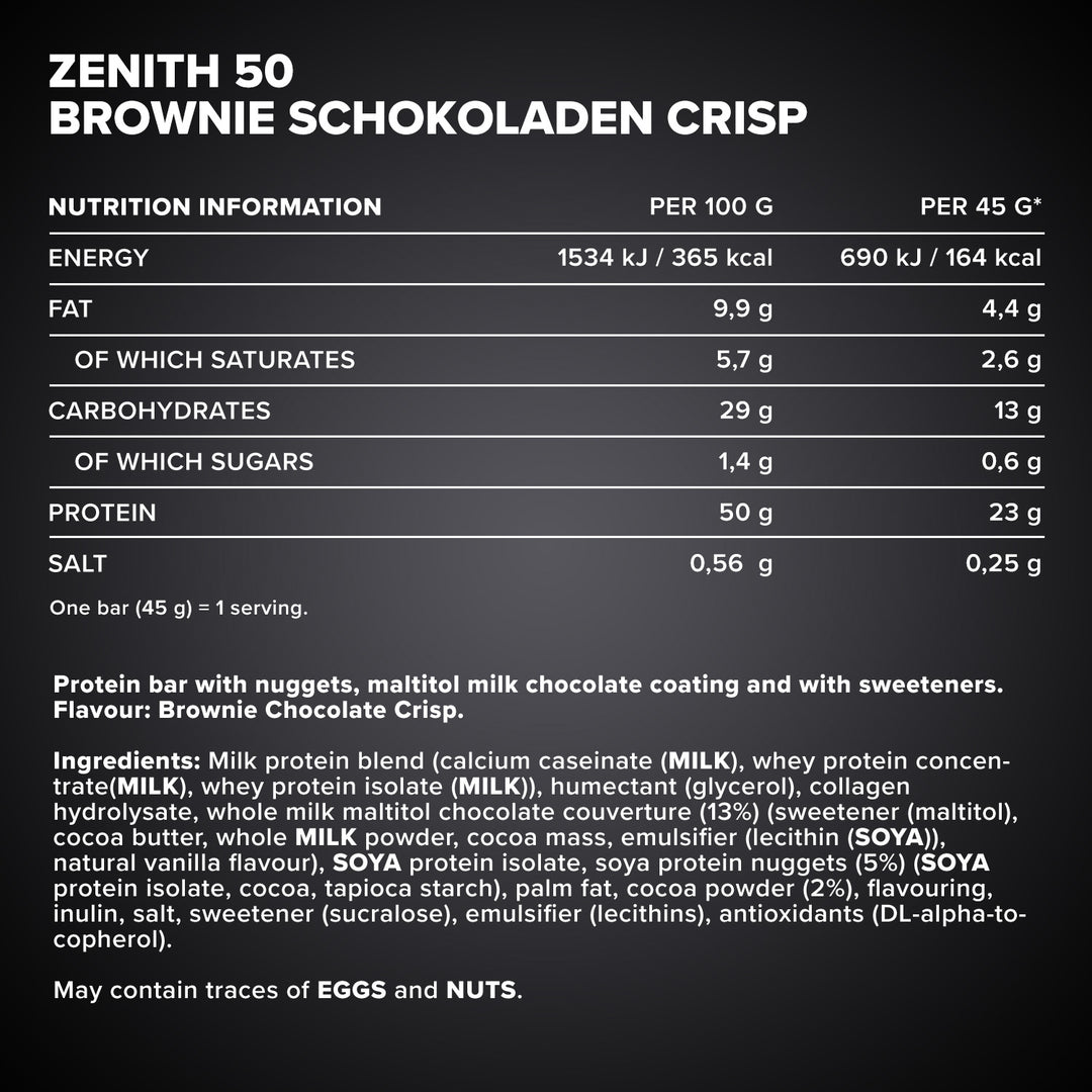 ZENITH® 50 Protein Bar (45g) - Brownie Chocolate Crisp