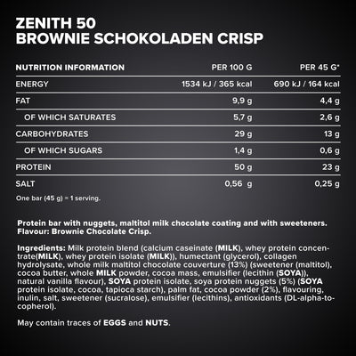 ZENITH® 50 Protein Bar (45g) - Brownie Chocolate Crisp
