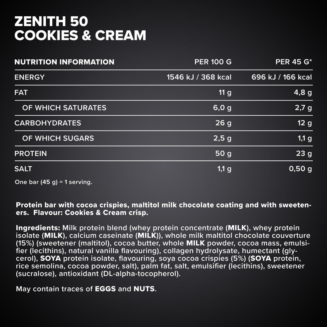 ZENITH® 50 Protein Bar (45g) - Cookies & Cream