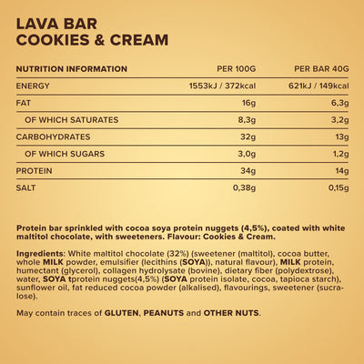 Lava Bar Protein Bar (40g) - Cookies and Cream
