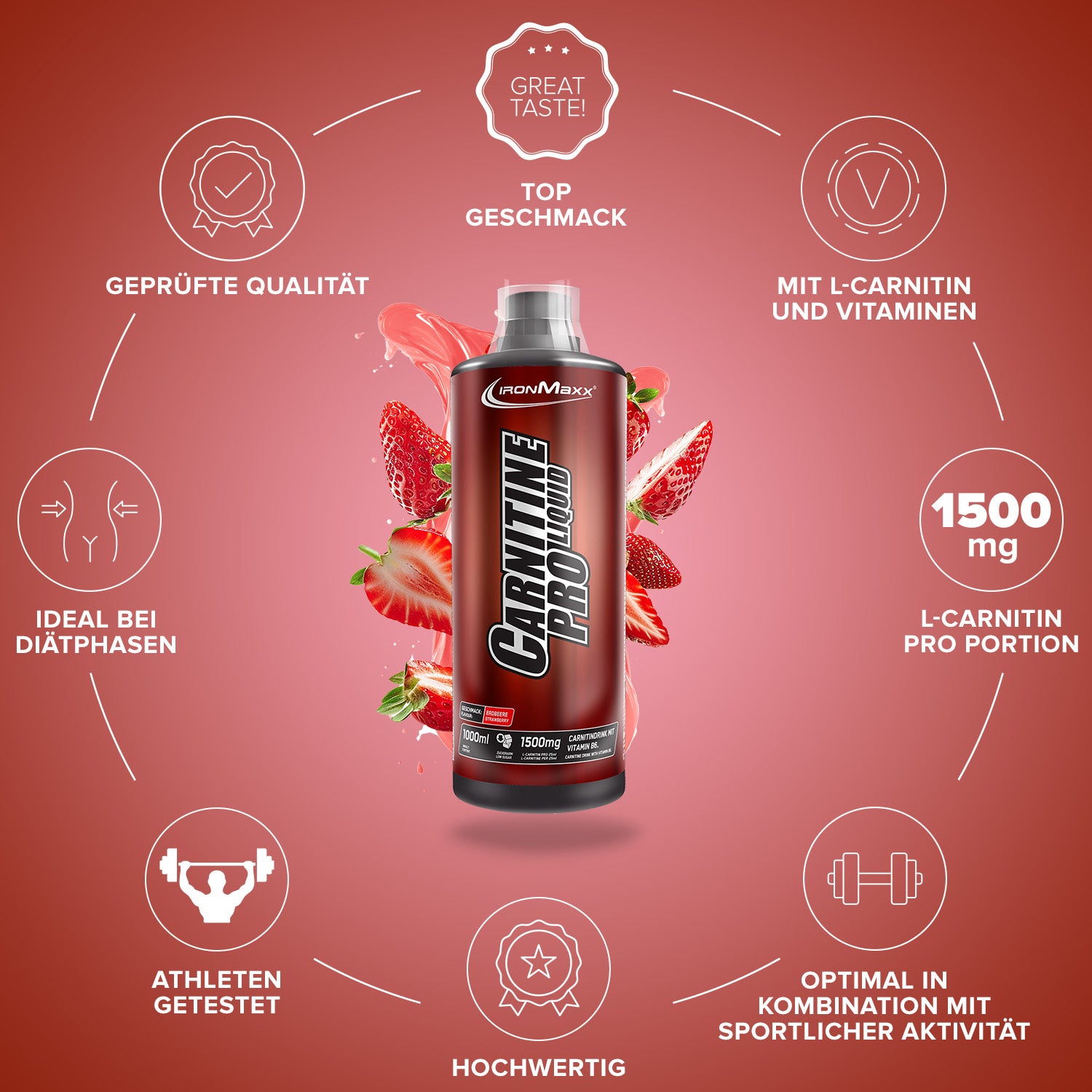 Carnitine Pro Liquid (1000ml) - Erdbeere