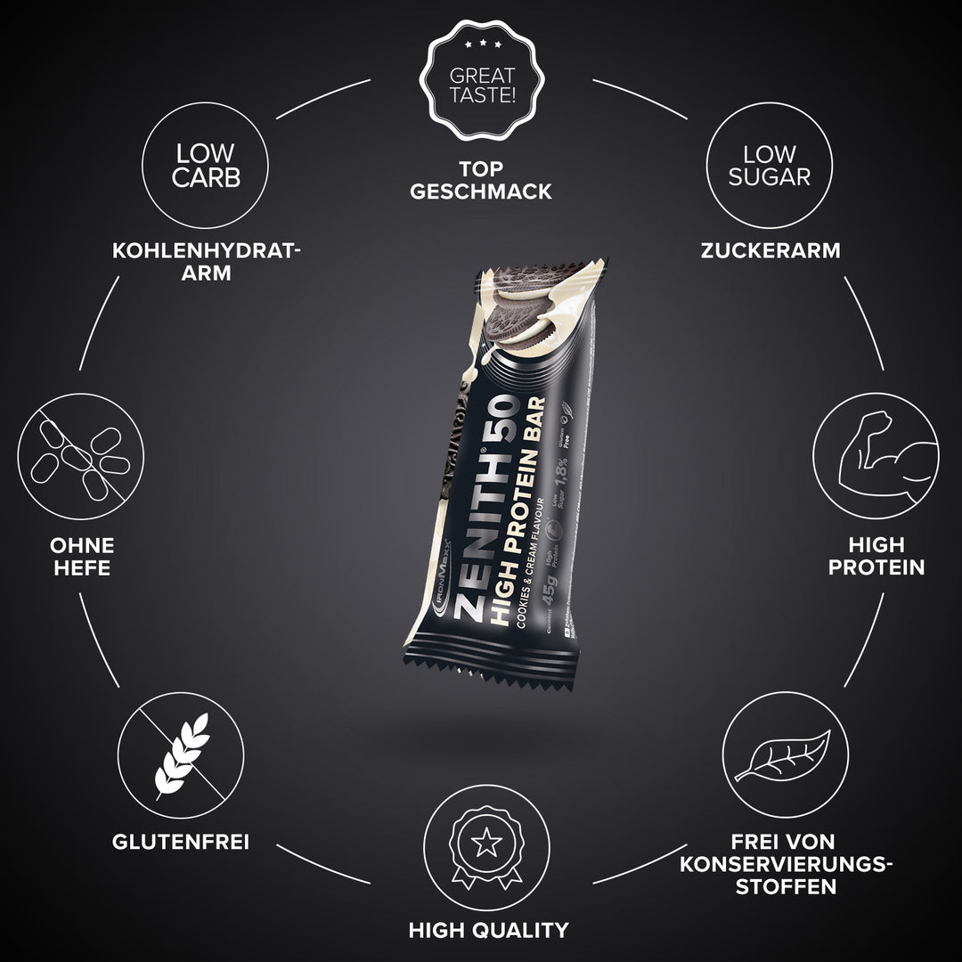 ZENITH® 50 Protein Riegel (45g) - Cookies & Cream