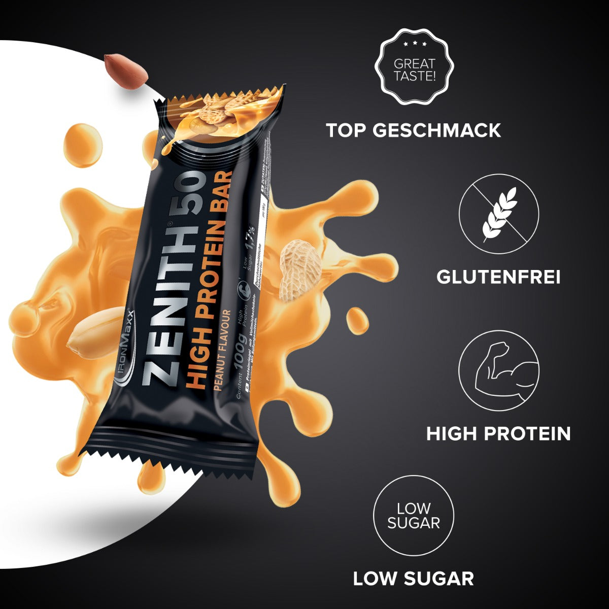 ZENITH® 50 Protein Riegel (12x100g) - Erdnuss