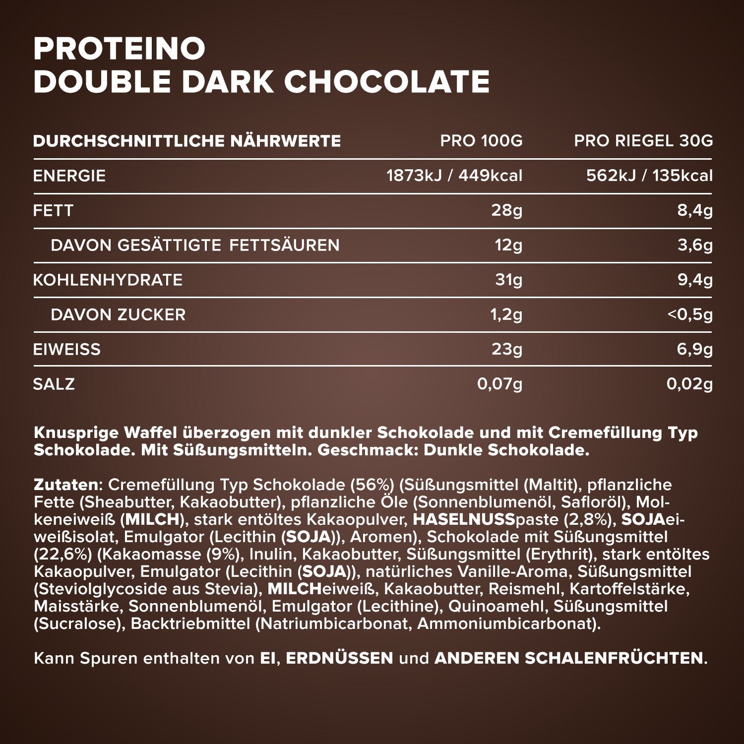 Proteino (12x30g Tray) - Double Dark Chocolate