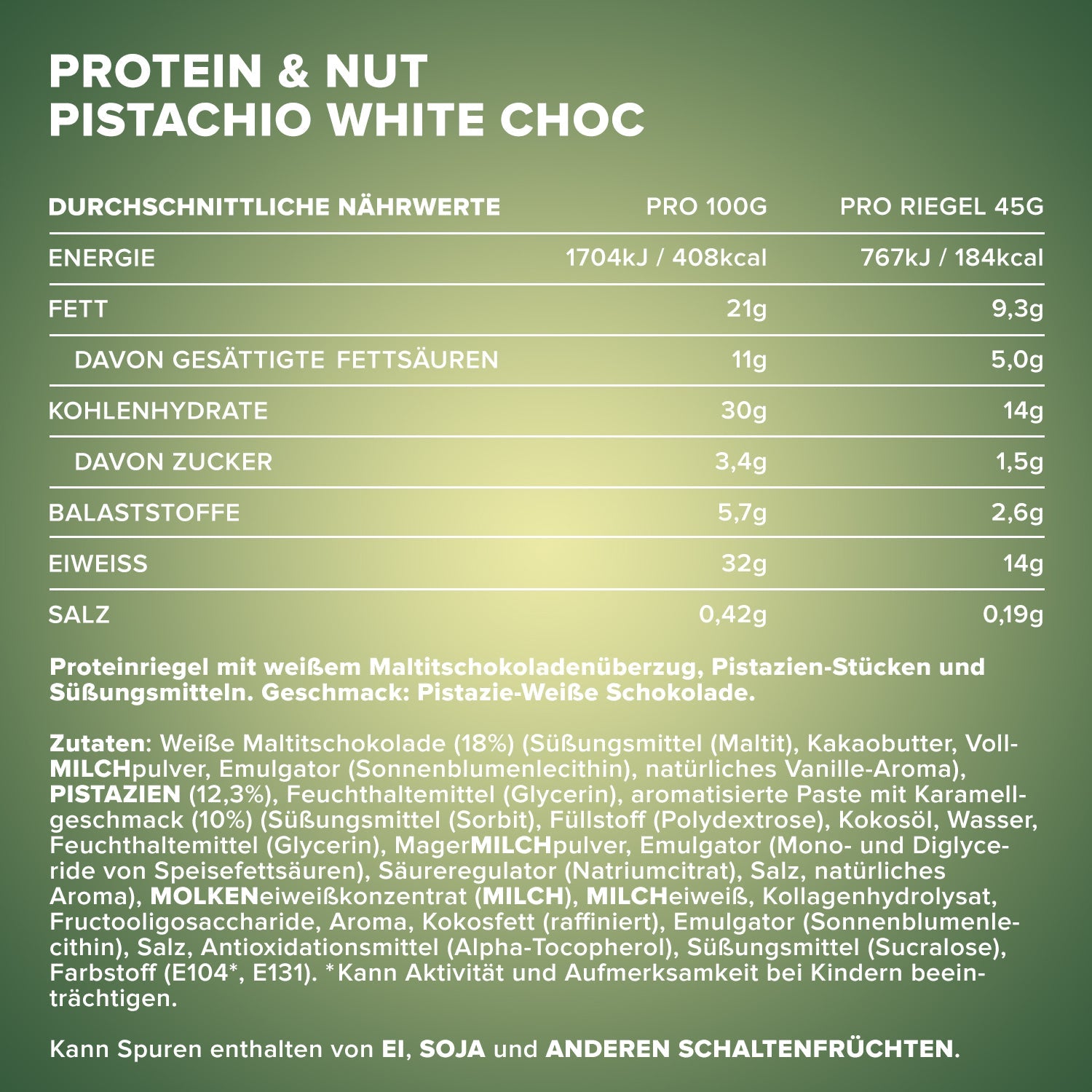 Protein & Nut - Pistachio-White Choc (24x45g)