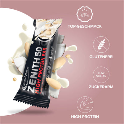 ZENITH® 50 Protein Riegel (16x45g) - White Almond Coconut Crisp