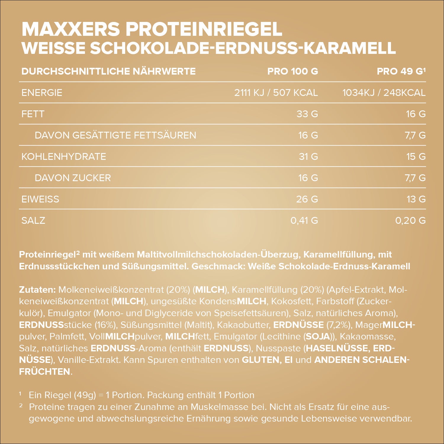 Maxxers - White Choc Peanut Caramel 49g