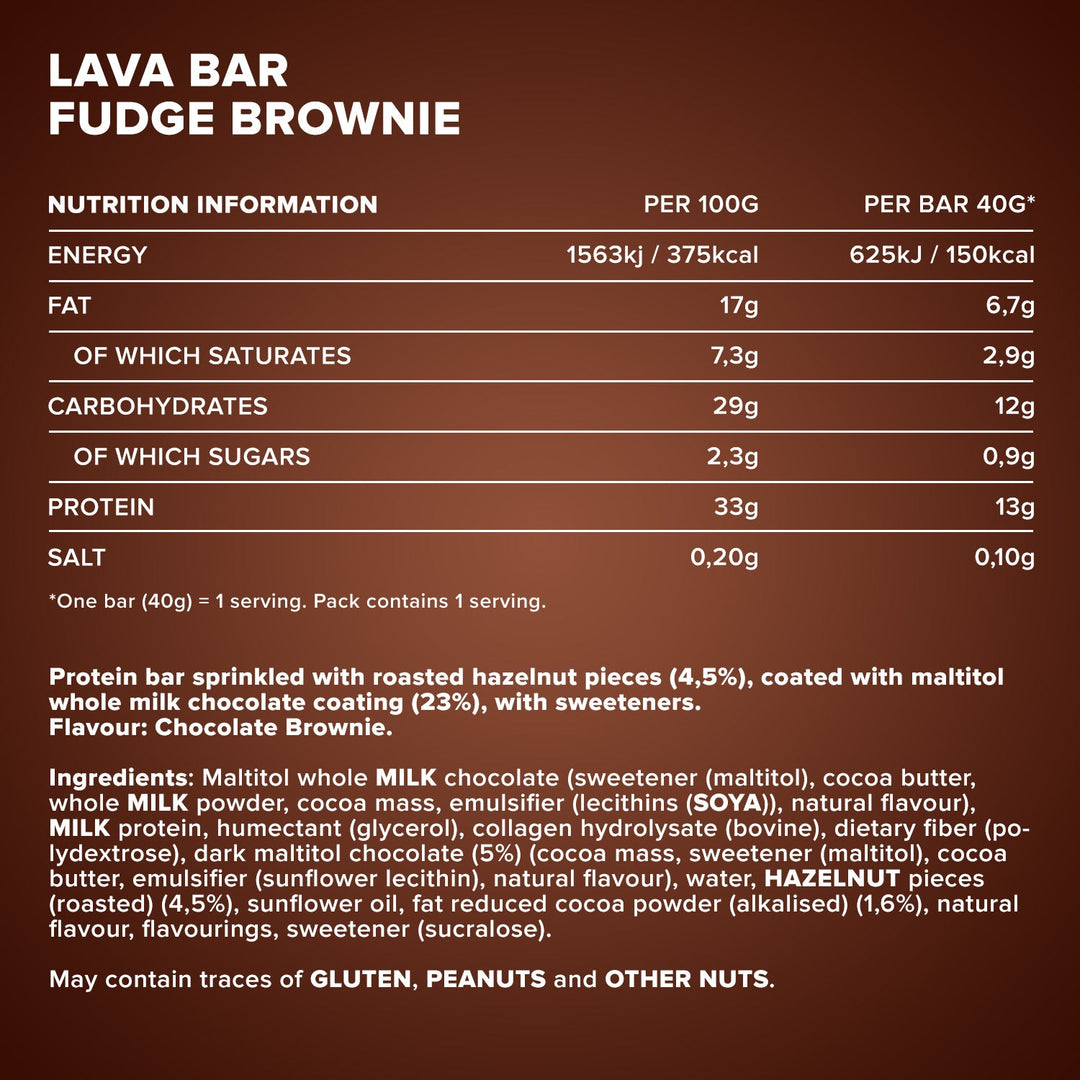 Lava Bar Protein Bar (18x40g) - Fudge Brownie