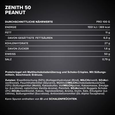 ZENITH® 50 Protein Riegel (12x100g) - Erdnuss