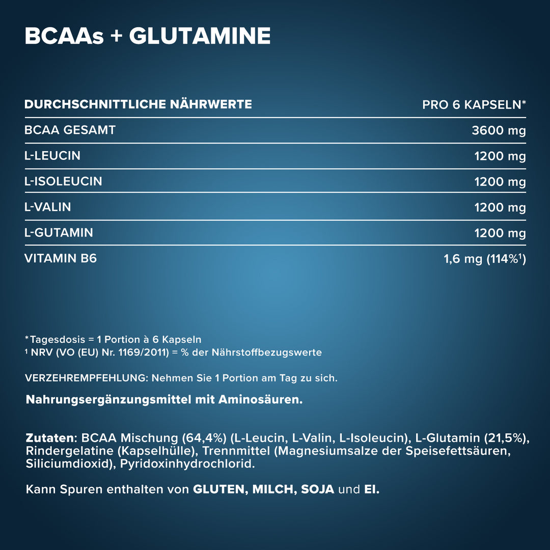 BCAAs + Glutamin 800 - 130 Kapseln