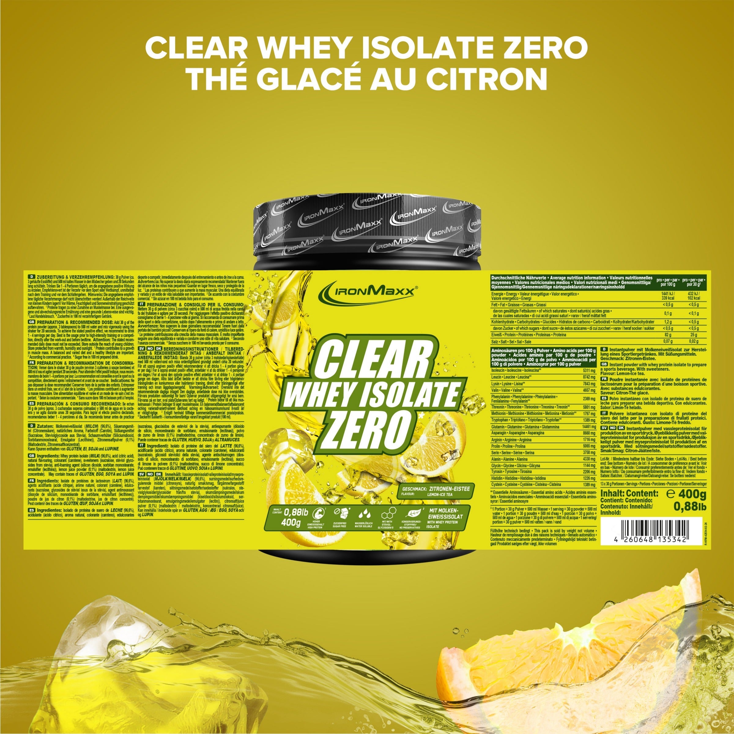 Clear Whey Isolate ZERO - 400g Dose Lemon Ice Tea