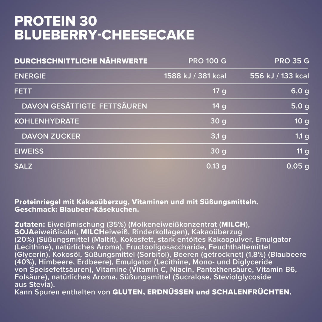 Protein 30 Protein Riegel (24x35g) - Blueberry Cheesecake