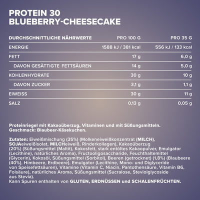 Protein 30 Protein Riegel (24x35g) - Blueberry Cheesecake