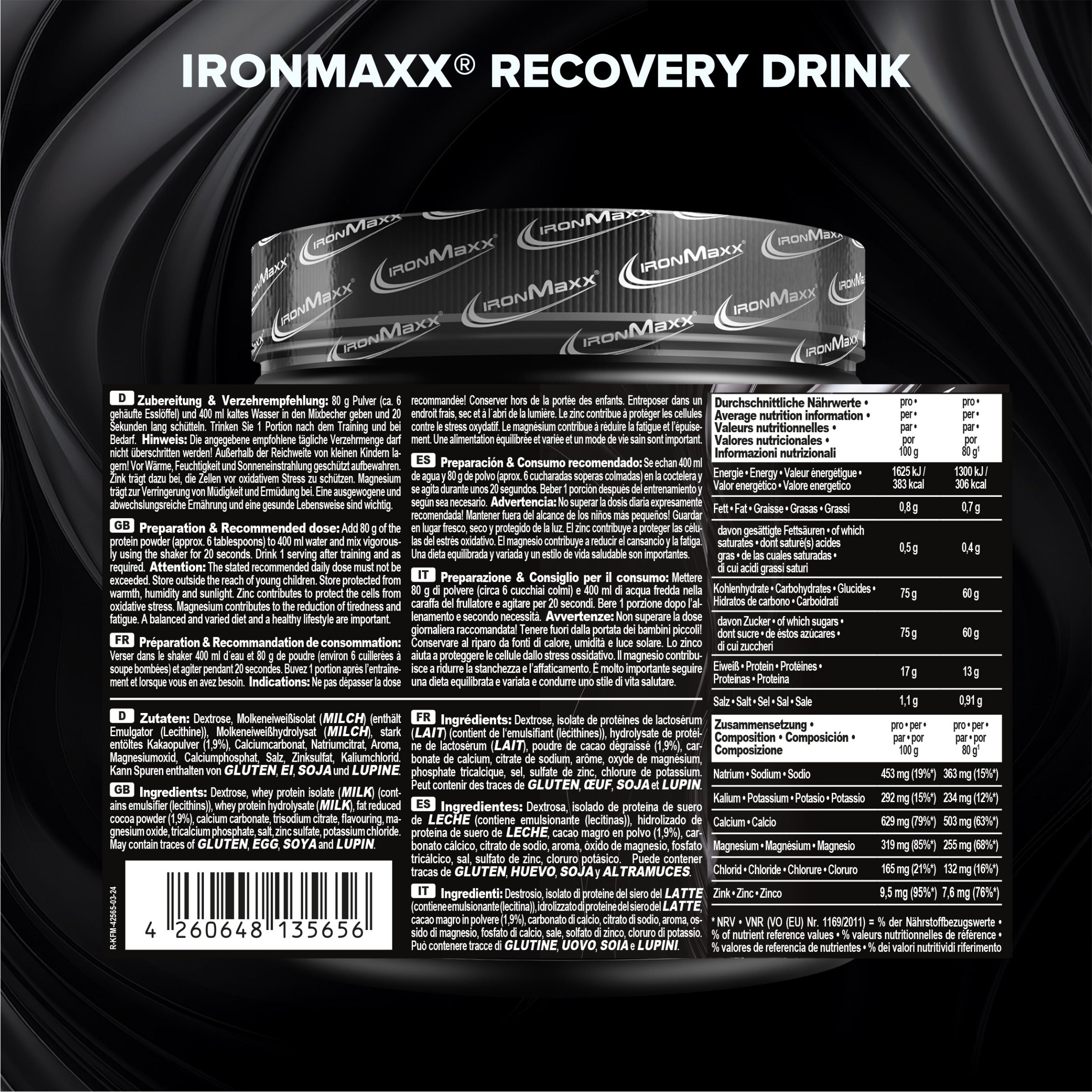 Recovery Drink Pulver - Chocolate - 500g Dose - Marin Cilic