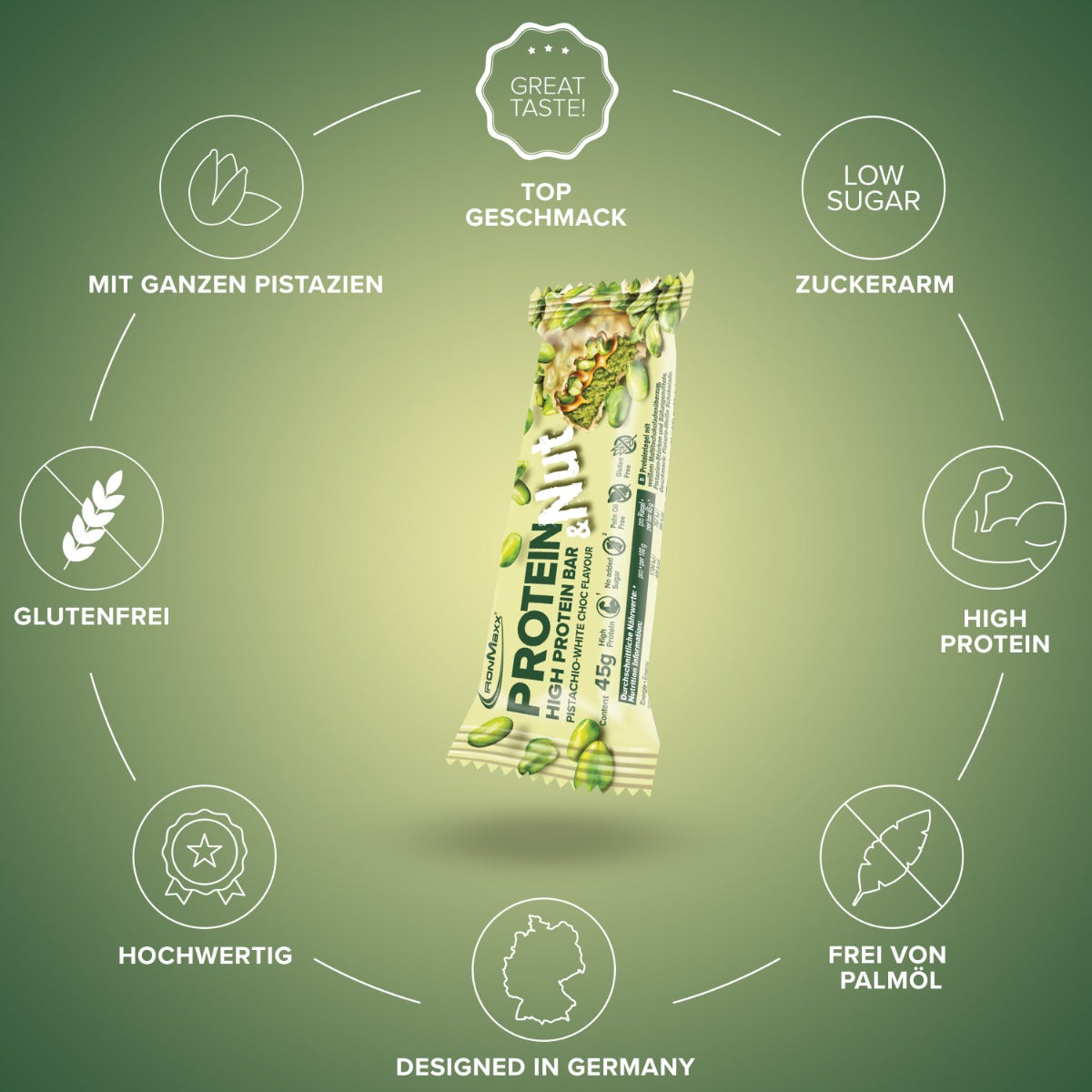 Protein & Nut - Pistachio-White Choc (24x45g)