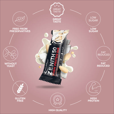 ZENITH® 50 Protein Bar (45g) - White Almond Coconut Crisp