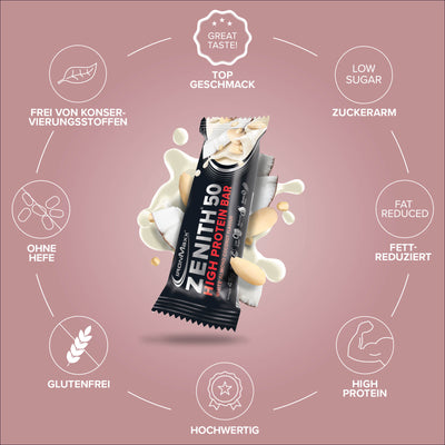 ZENITH® 50 Protein Riegel (16x45g) - White Almond Coconut Crisp