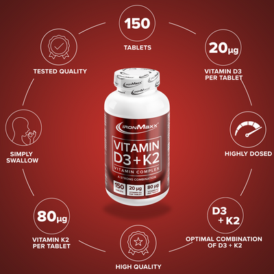 Vitamin D3 + K2 - 150 tablets