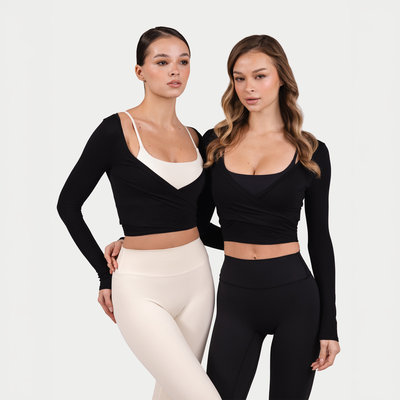 MRIIÀ Bodycon Long Sleeve Wrap Top