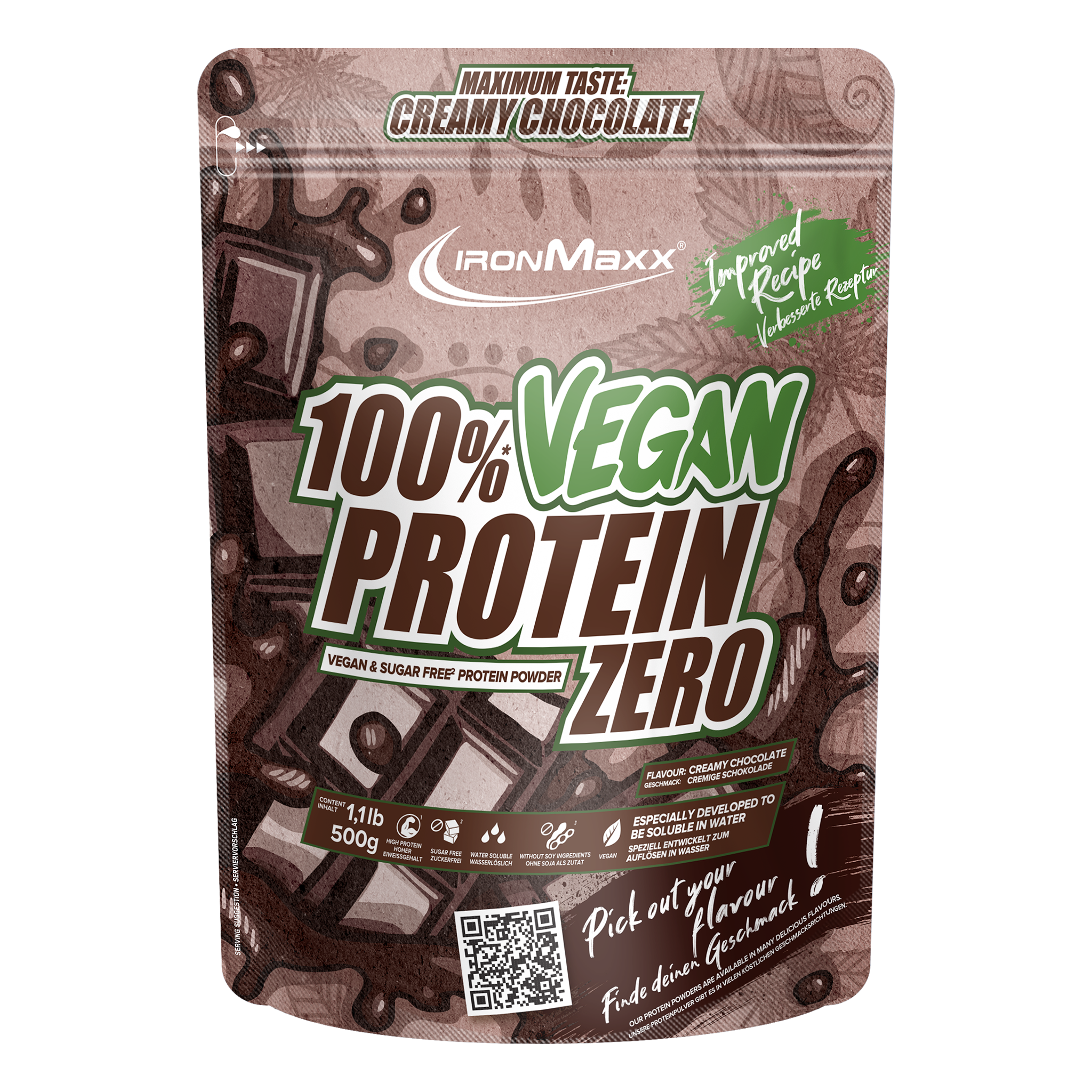 100% Vegan Protein Zero (500g) - Chocolate
