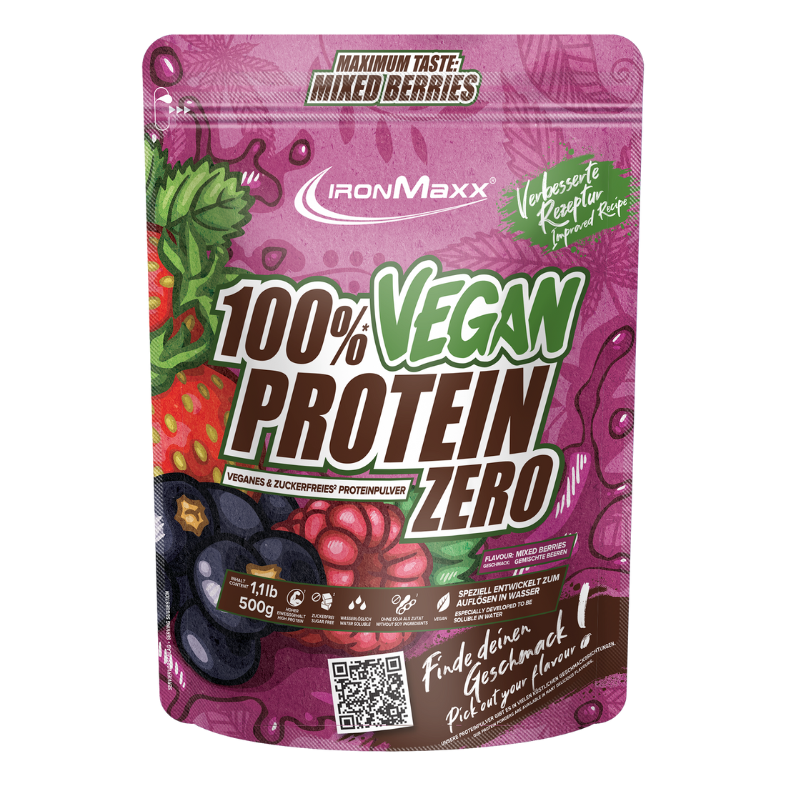 100% Vegan Protein Zero (500g) - Mixed Berries