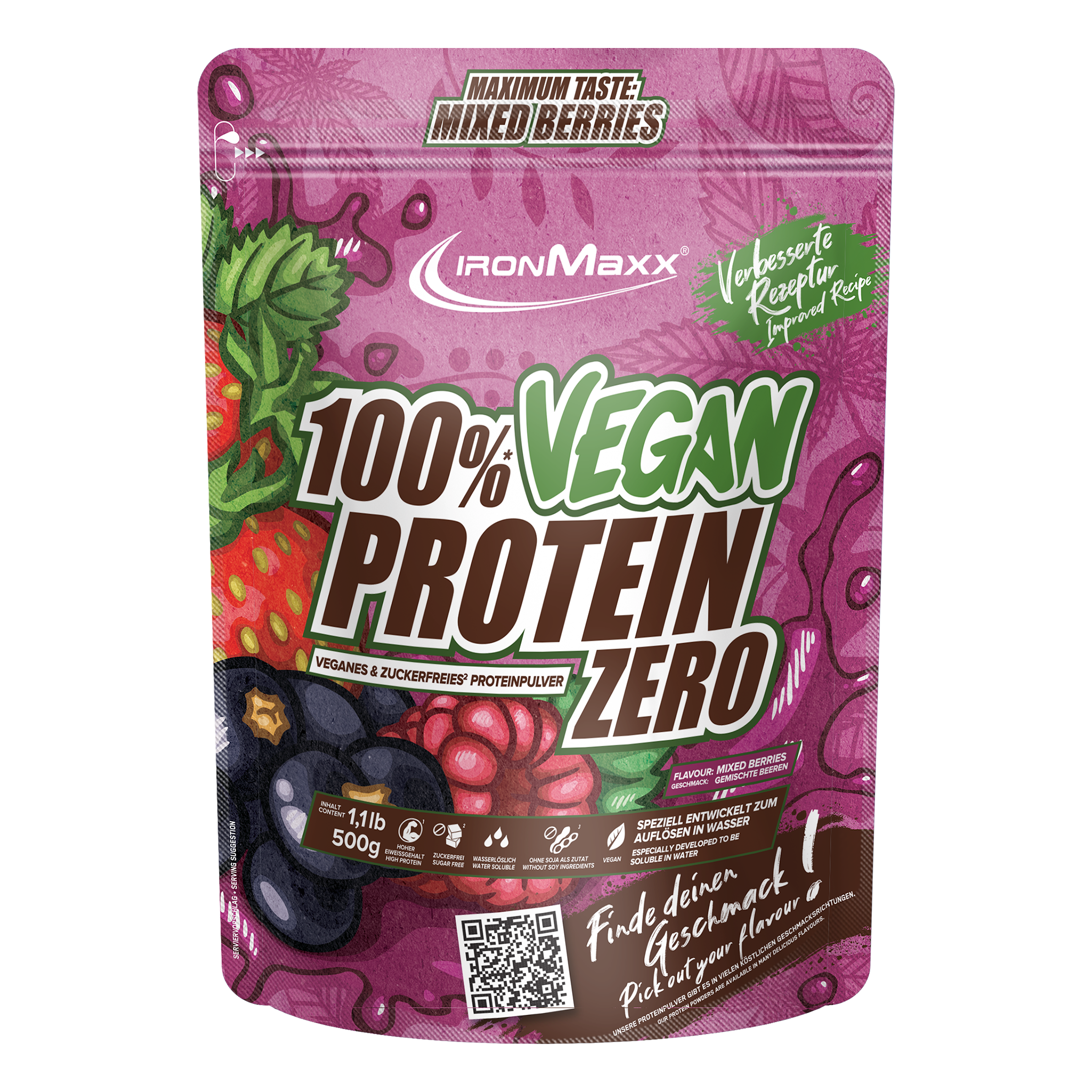 100% Vegan Protein Zero (500g) - Mixed Berries