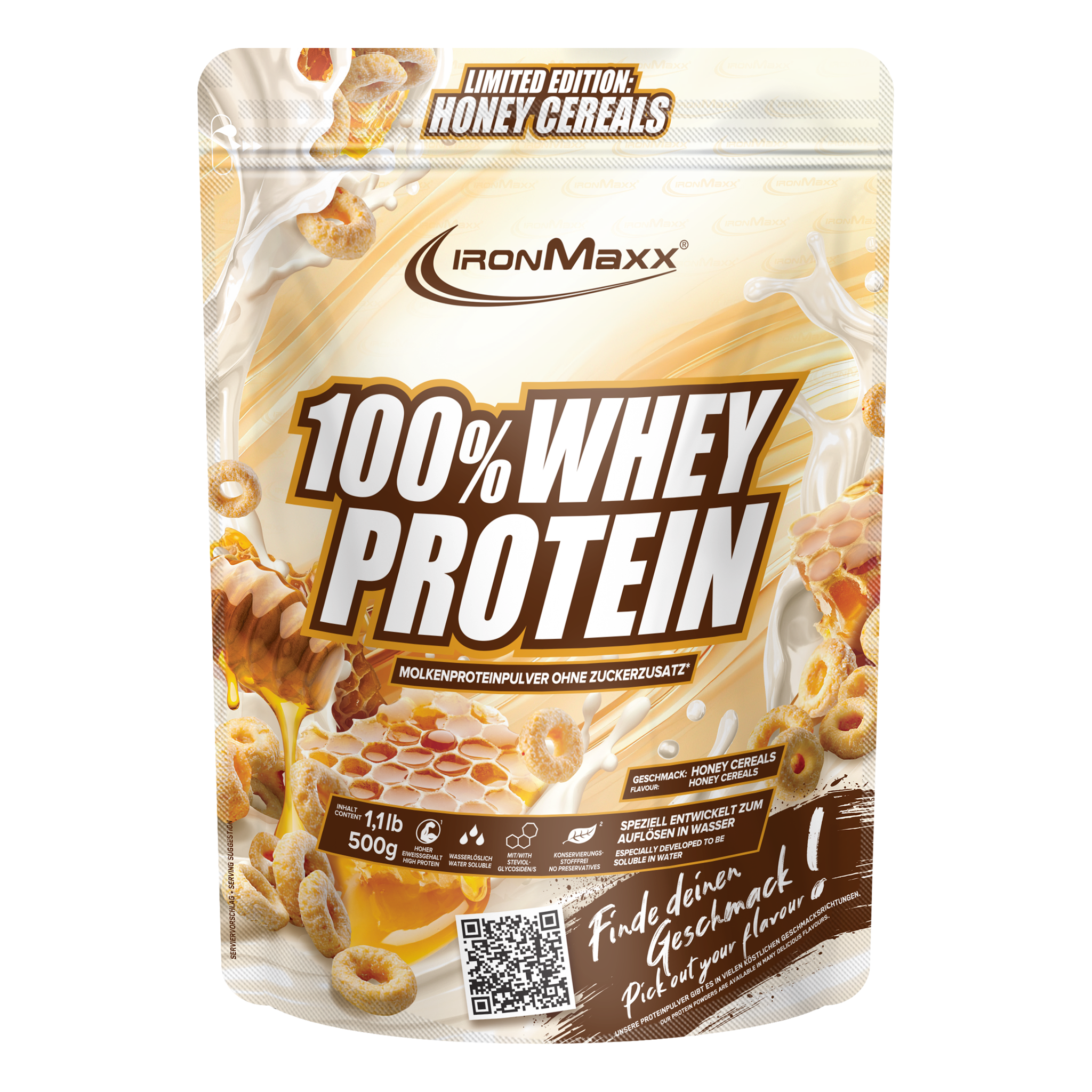 100% Whey Protein - 500g bag - Honey Cereal