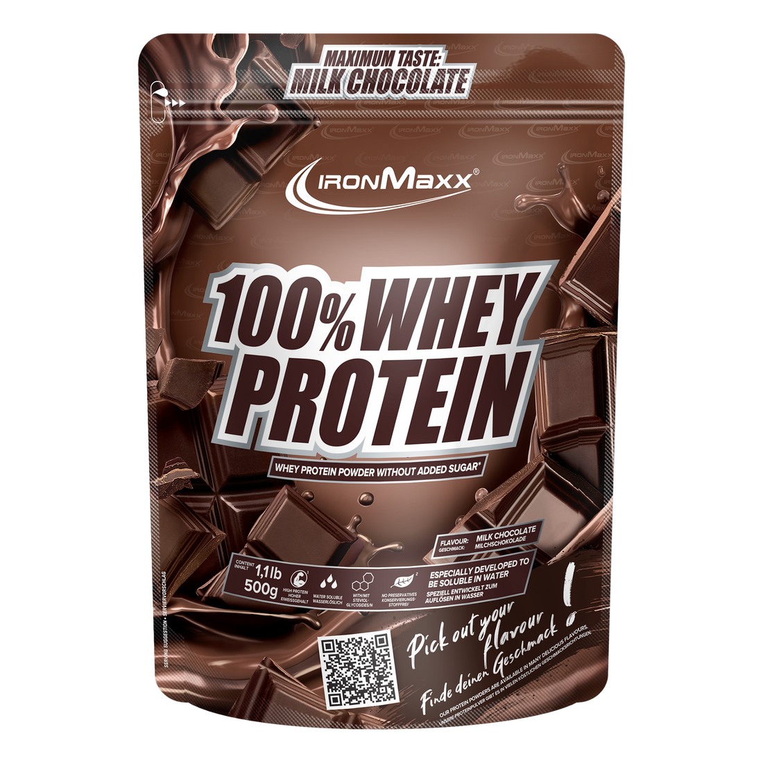 100% Whey Protein - 500g Beutel -  Milchschokolade