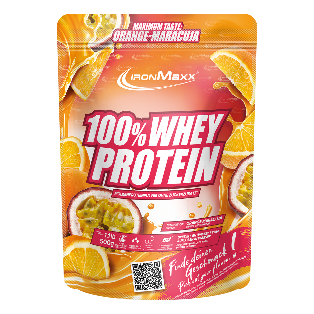 100% Whey Protein - 500g Beutel - Orange Maracuja