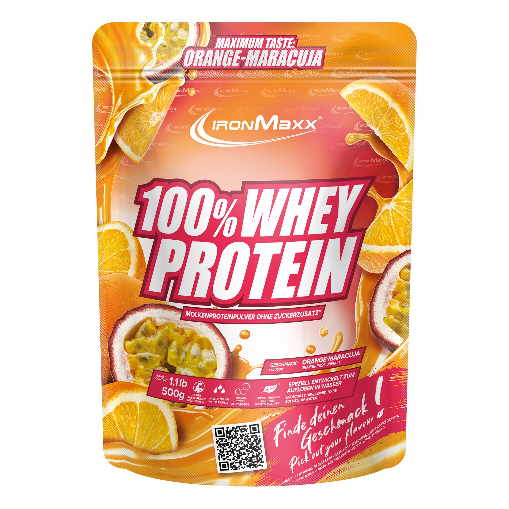 100% Whey Protein - 500g Beutel - Orange Maracuja