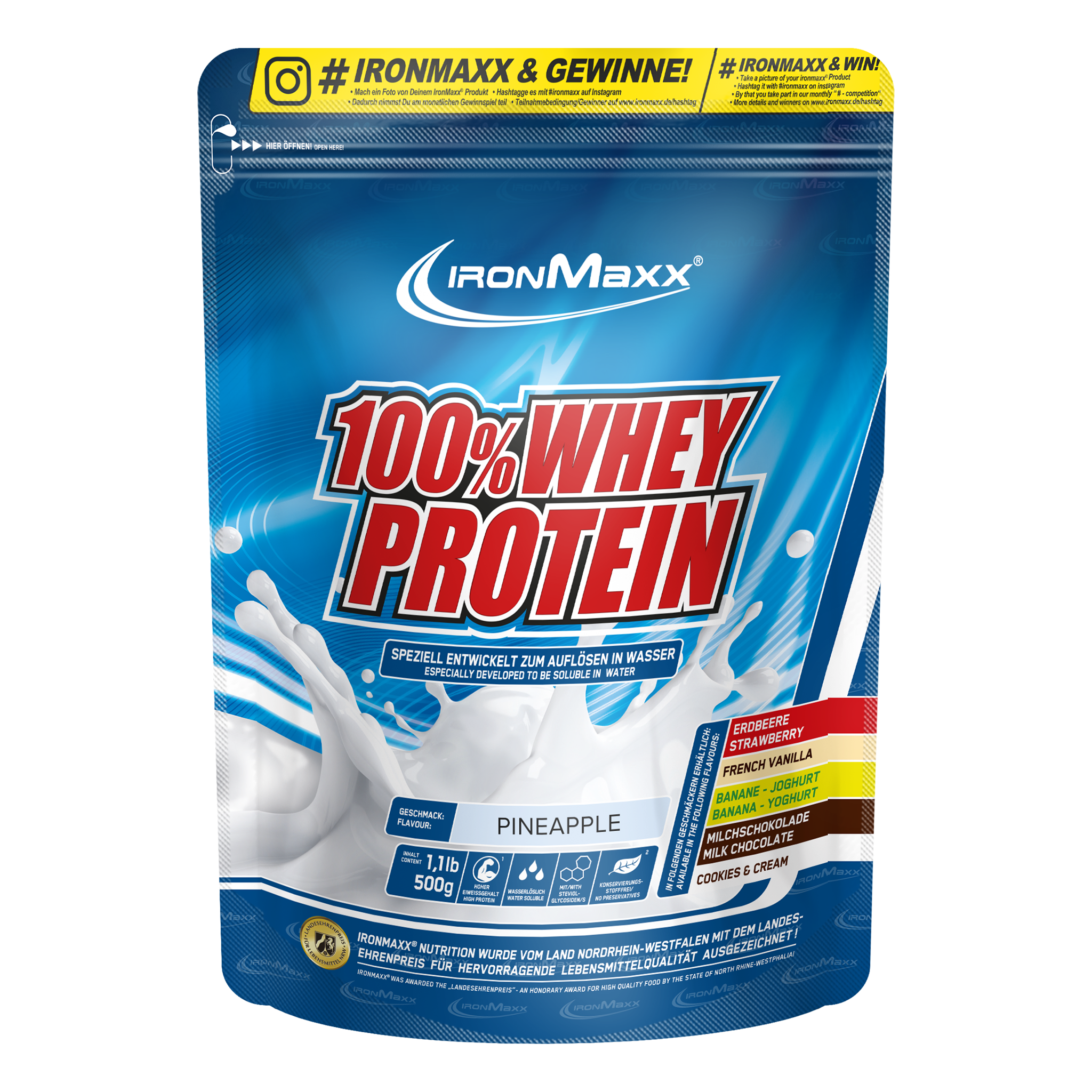 100% Whey Protein-Beutel-Ananas-500g