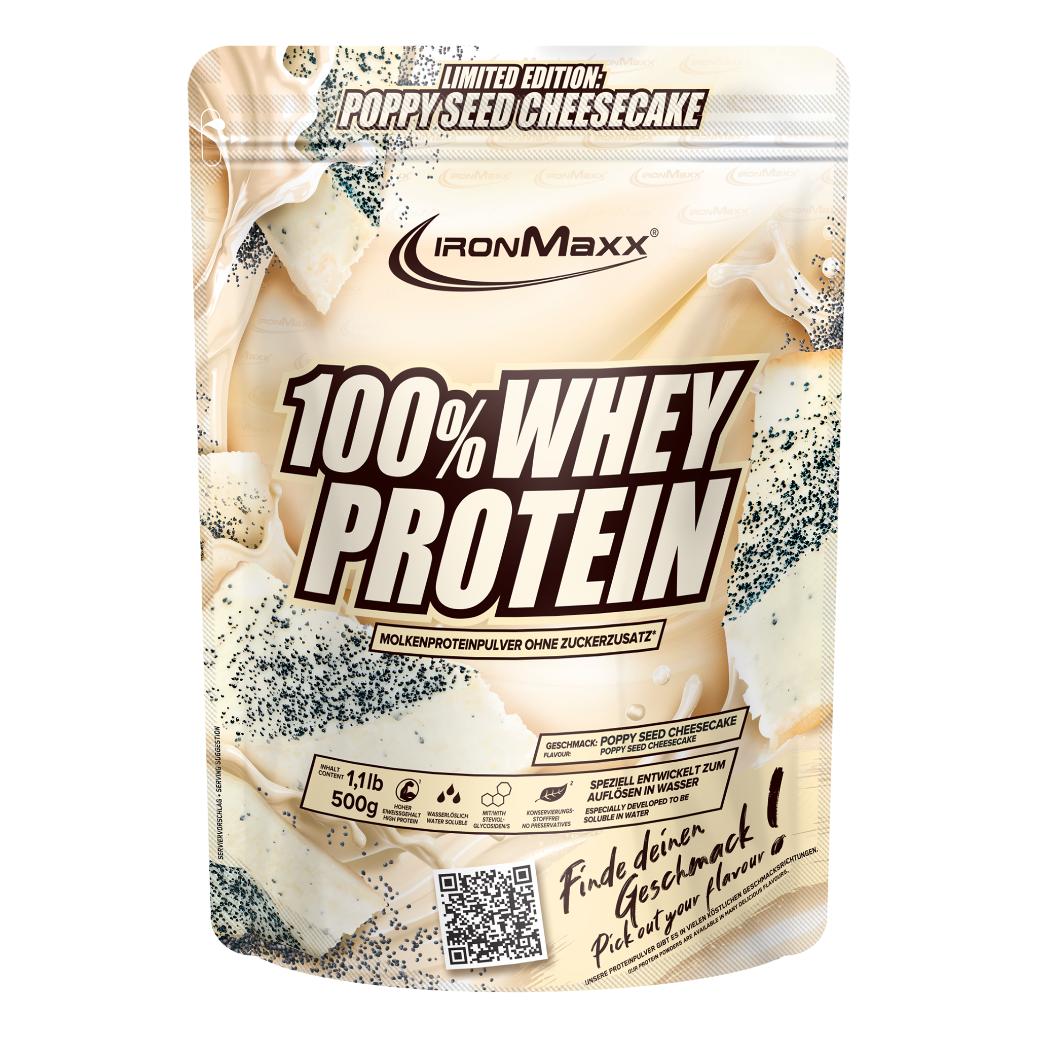 100% Whey Protein - 500g Beutel - Poppy Seed Cheesecake